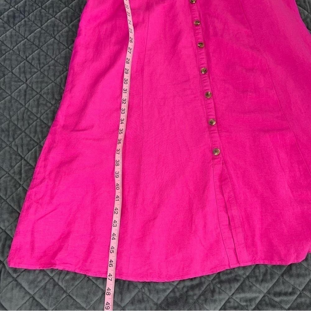 Ann Taylor Magenta Button-Front Midi Dress - Picture 4 of 8